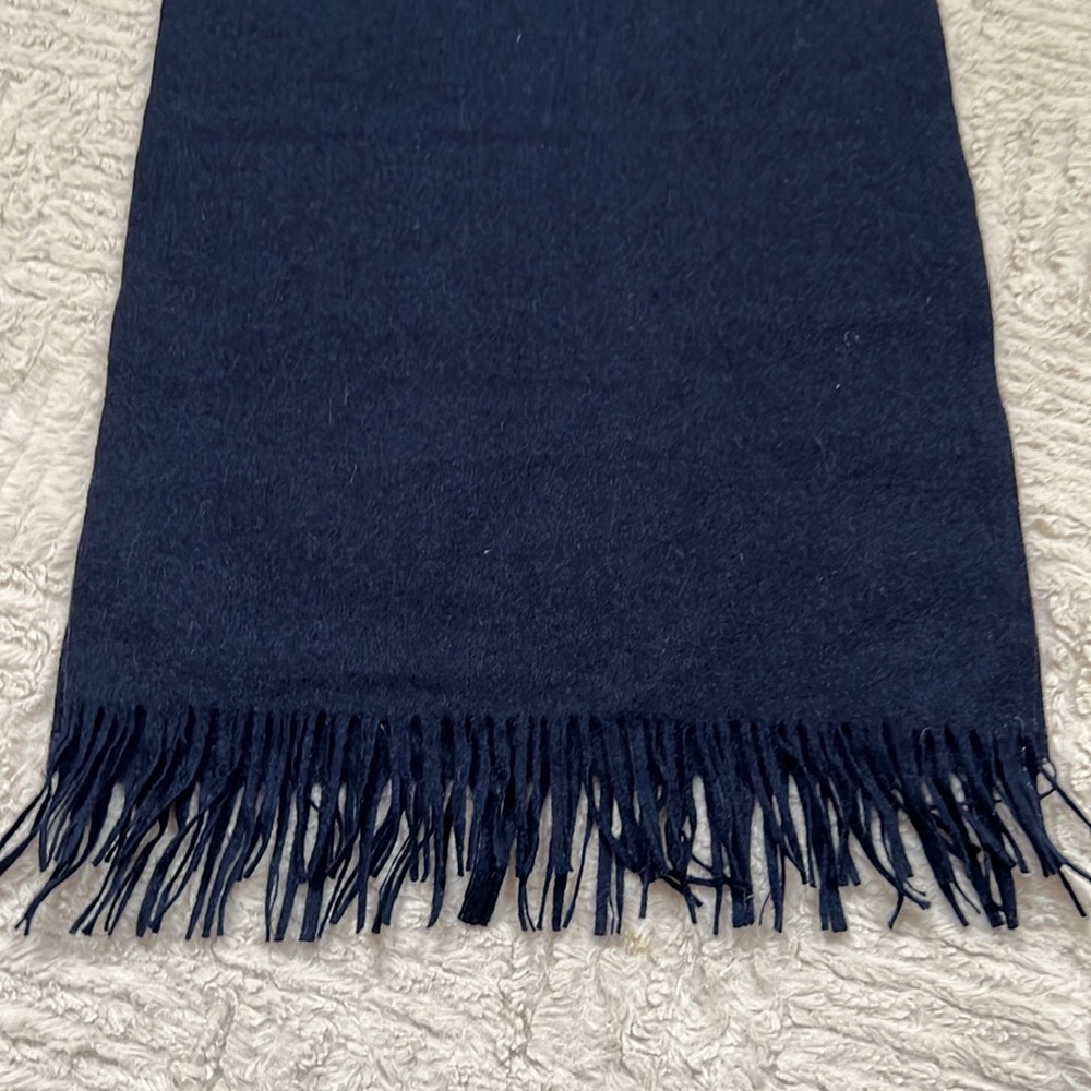 Pendleton 100% Wool Scarf, Solid Navy Blue With F… - image 5